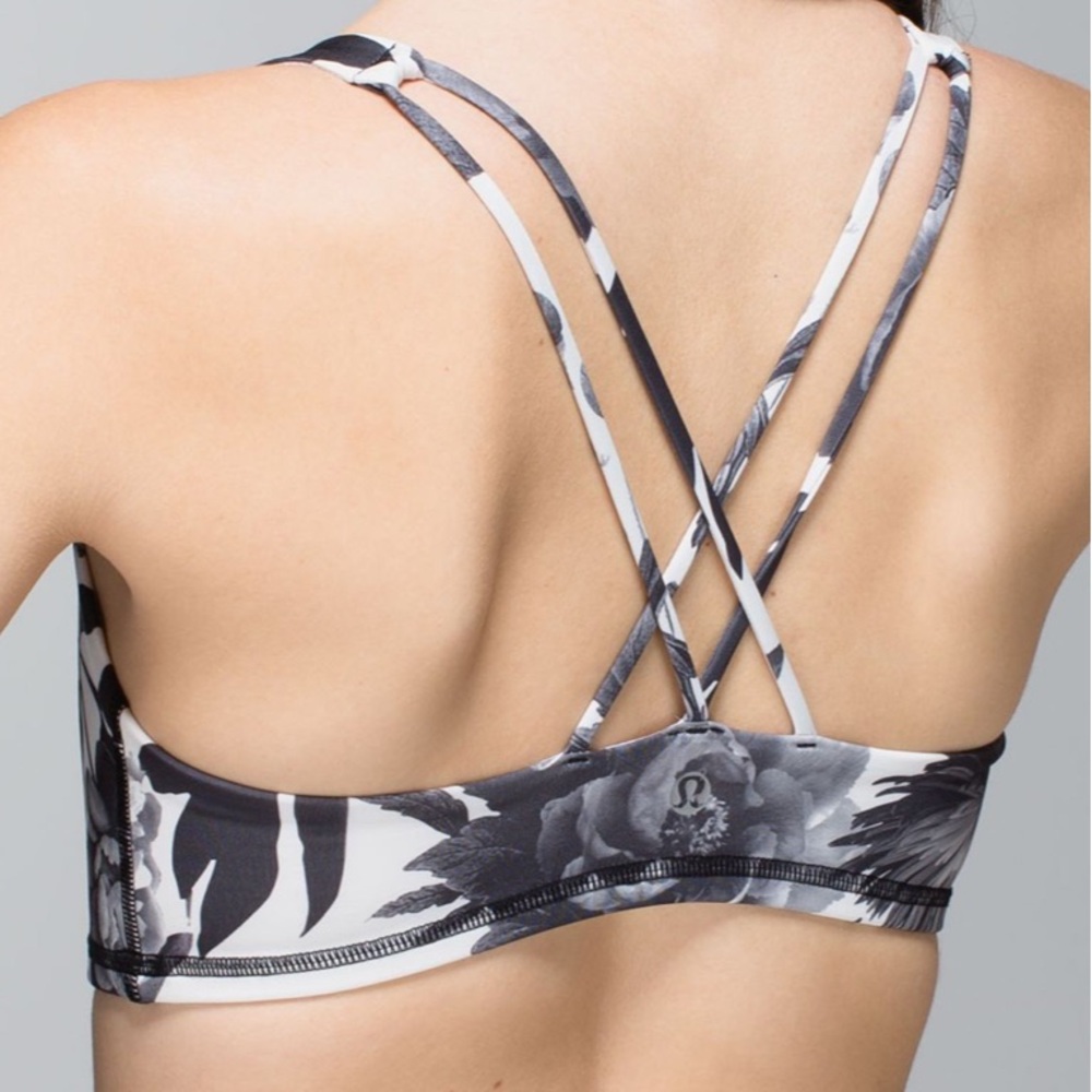 Lululemon Free To Be Bra Brisk Bloom Black White Size 4